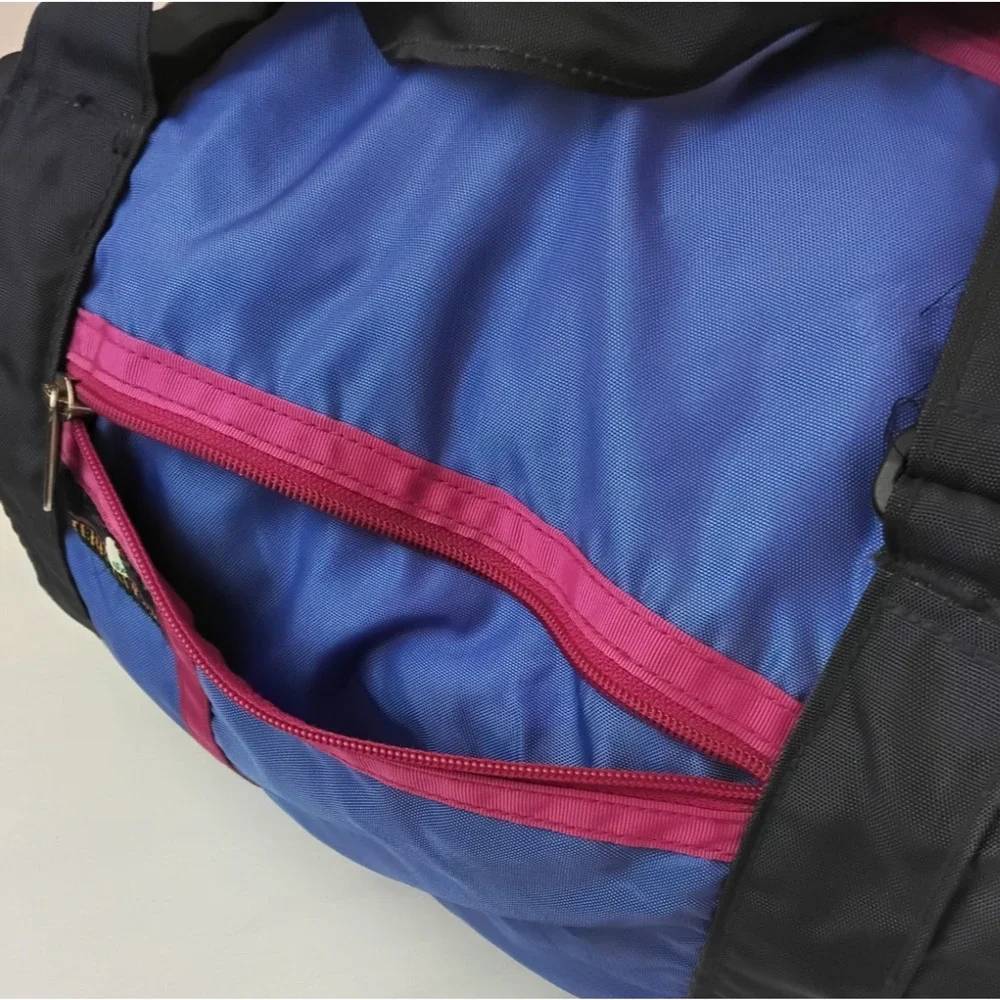 Sierra Designs Vintage Duffle Bag Color Block Purple W/ Matching Pouch #Z5794